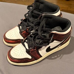 Nike Black, White & Red Metallic Mid-Top Sneakers